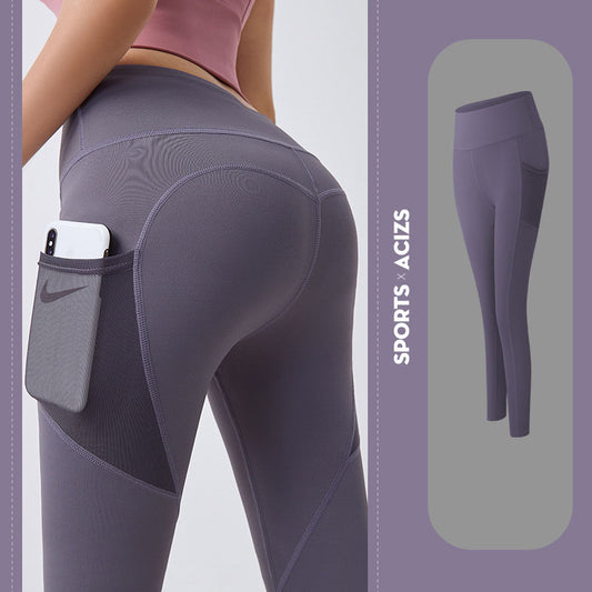 Pantaloni da yoga da donna con tasche, leggings sportivi